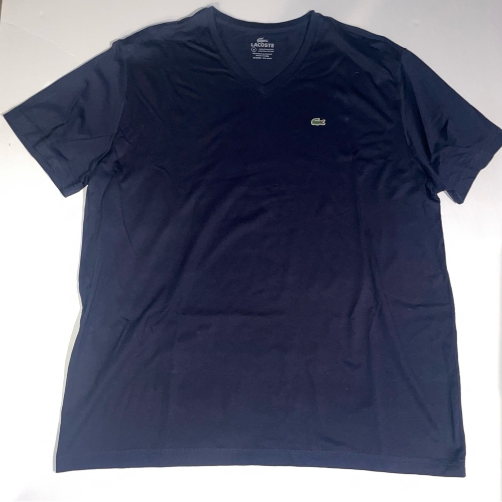 Size 9 4XL Blue Lacoste V Neck T